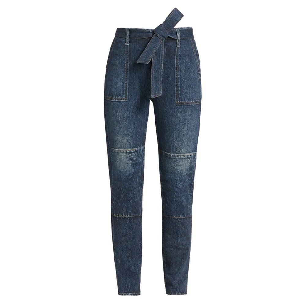 Rag & Bone Miramar Mia Belted High-Rise Straight leg Jeans, Small